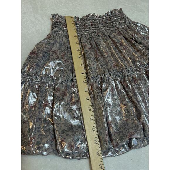 FREE PEOPLE Pink Gathered Floral Mini Bubble Skirt Lavender Combo Sz XS-NWT - Picture 2 of 4